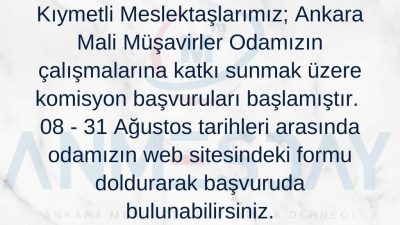 ASMMMO’DA KOMİSYON BAŞVURULARI BAŞLAMIŞTIR